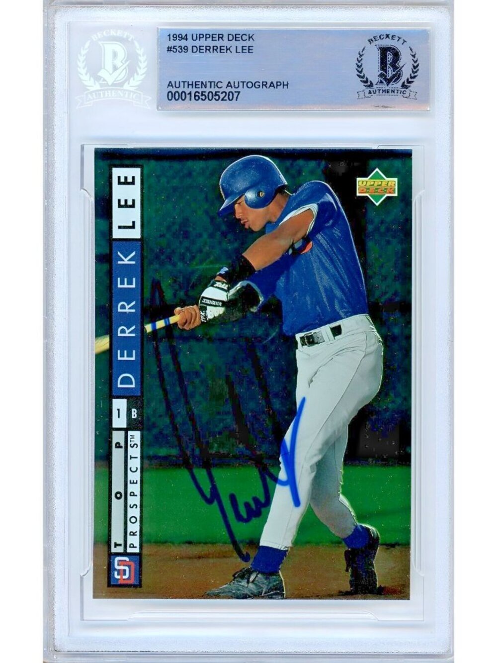 Derrek Lee Signed 1994 Upper Deck #539 RC Padres Beckett BAS Slabbed